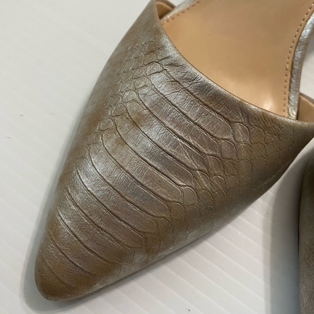 Vince Camuto Silver Snake Slingback Low High Heels - Picture 6 of 12